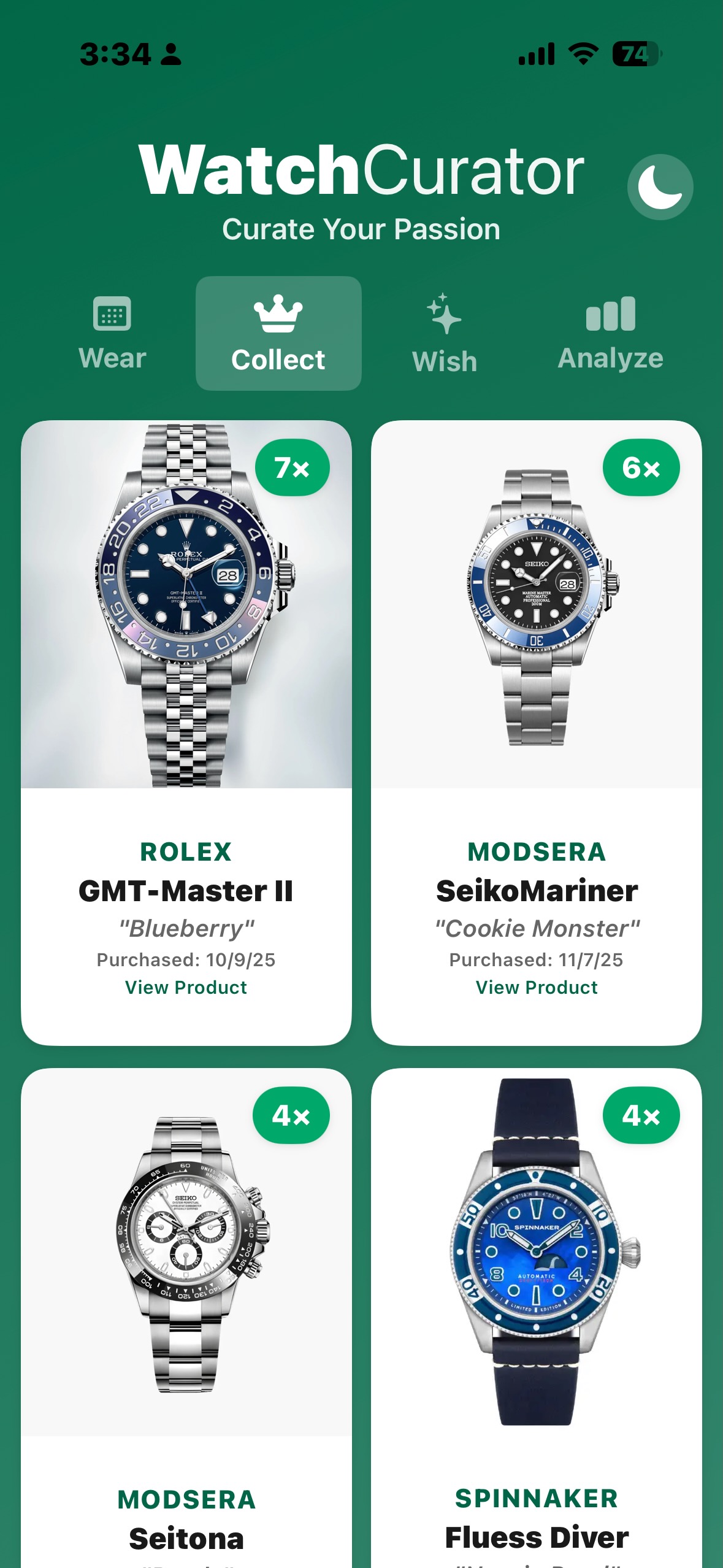 WatchCurator Collection View