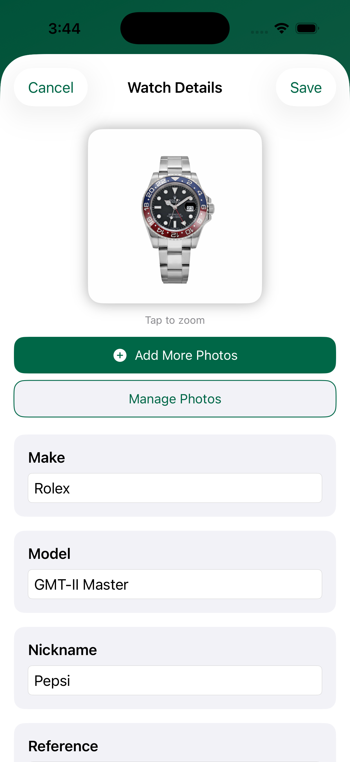 WatchCurator Watch Details