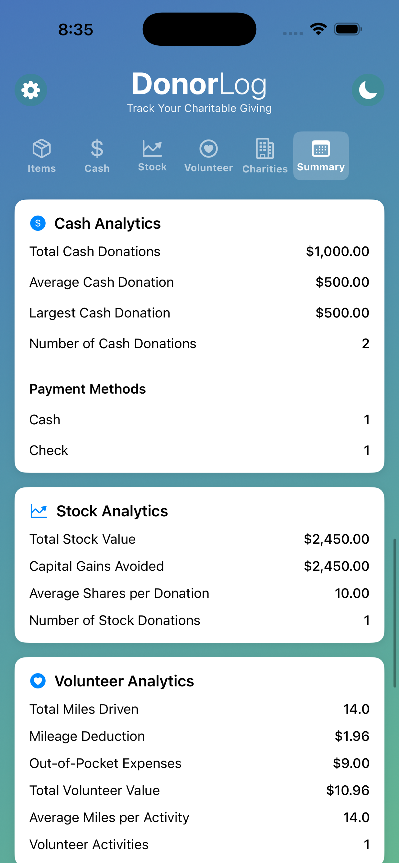 DonorLog Receipt Photos